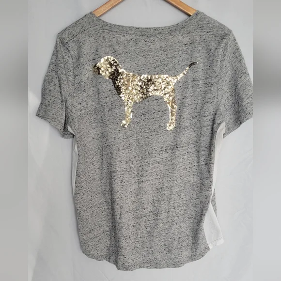 PINK Victoria's Secret Heather Gray V-Neck Tee - Picture 2 of 7